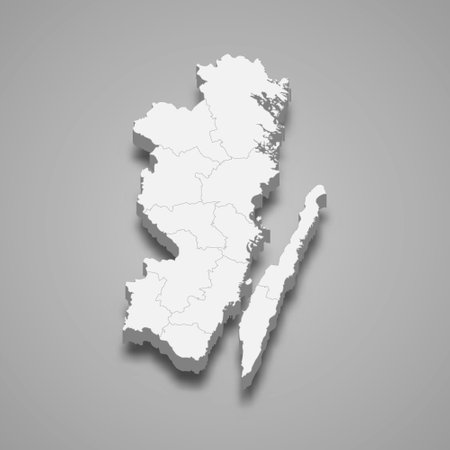 3d isometric map of Kalmar is a county of Sweden, vector illustrationのイラスト素材
