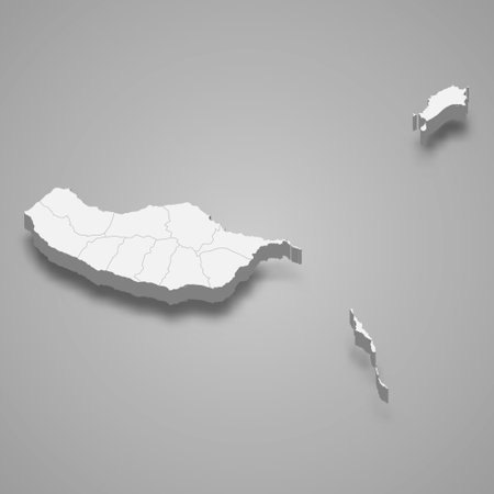 3d isometric map of Madeira is a district of Portugal, vector illustrationのイラスト素材