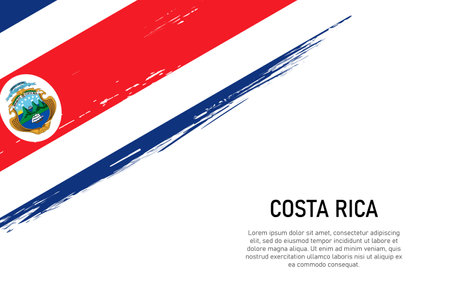 Grunge styled brush stroke background with flag of Costa Rica. Template for banner or poster.のイラスト素材