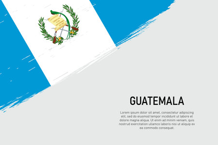 Grunge styled brush stroke background with flag of Guatemala. Template for banner or poster.のイラスト素材