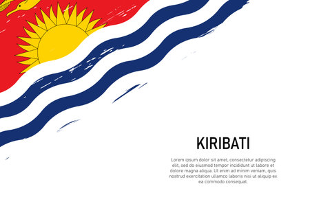 Grunge styled brush stroke background with flag of Kiribati. Template for banner or poster.のイラスト素材