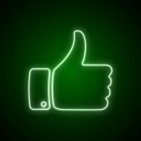 Hand with thumb up. Neon like vector iconのイラスト素材