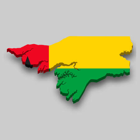 3d isometric Map of Guinea-Bissau with national flag. Vector Illustration.のイラスト素材