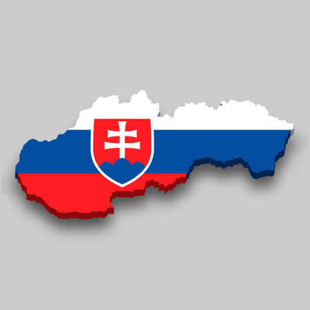 3d isometric Map of Slovakia with national flag. Vector Illustration.のイラスト素材