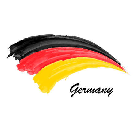Watercolor painting flag of Germany. Hand drawing brush stroke illustrationのイラスト素材