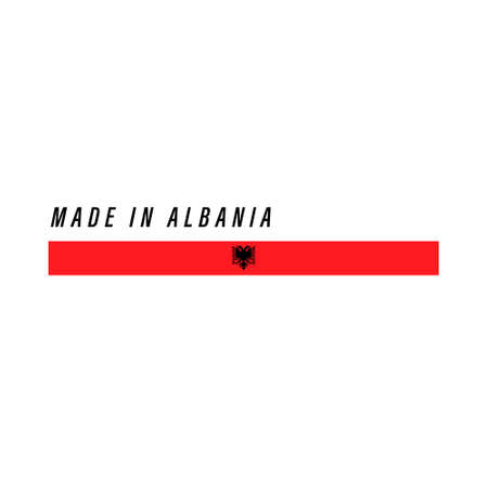 Made in Albania, badge or label with flag isolated on white backgroundのイラスト素材
