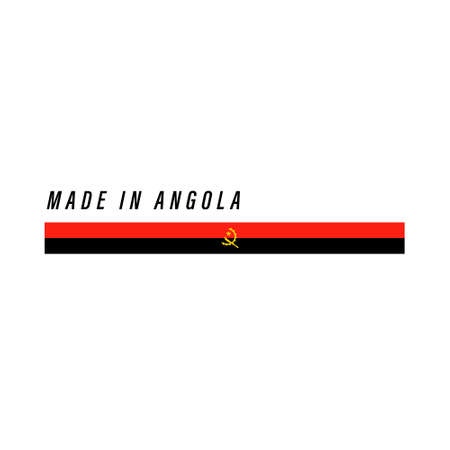 Made in Angola, badge or label with flag isolated on white backgroundのイラスト素材