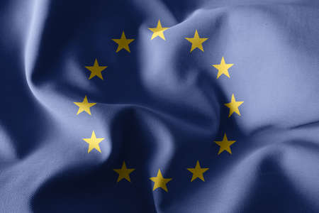 3d rendering realistic waving silk flag of European Union