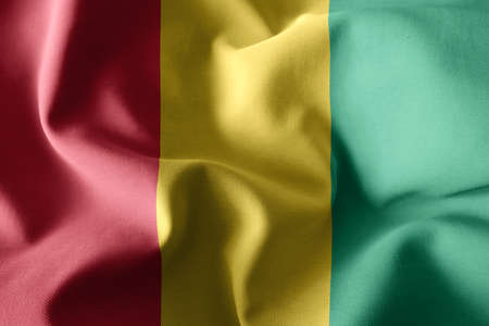 3d rendering realistic waving silk flag of Guineaの写真素材