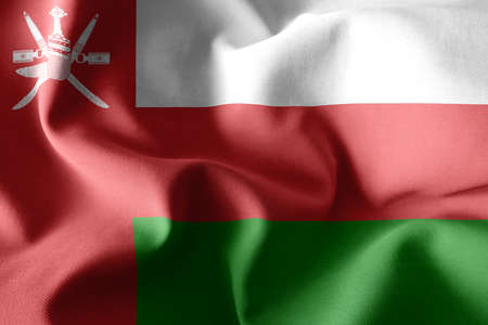 3d rendering realistic waving silk flag of Omanの写真素材