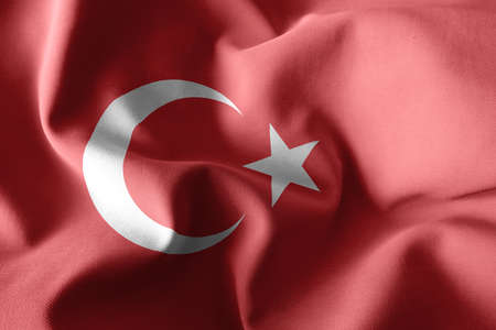 3d rendering realistic waving silk flag of Turkey
