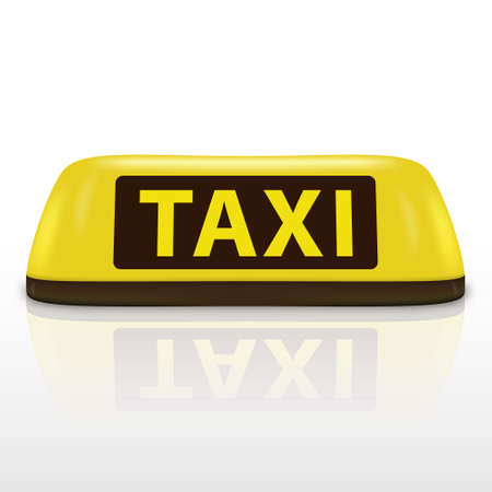 3d yellow taxi roof sign. Light lamp service icon isolatedのイラスト素材