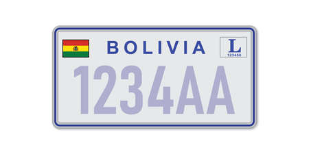 Car number plate . Vehicle registration license of Boliviaのイラスト素材