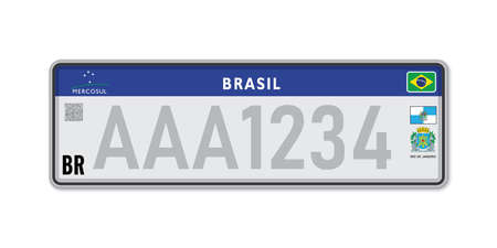 Car number plate Rio de Janeiro. Vehicle registration license ofのイラスト素材