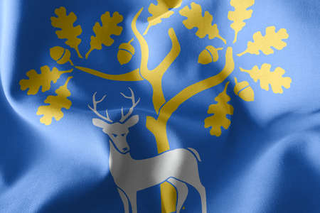 3D illustration flag of Berkshire is a county of England. Waving on the wind flag textile backgroundの写真素材