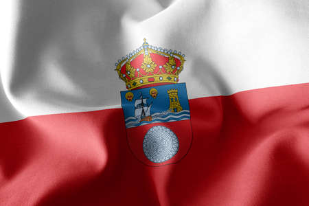 3D illustration flag of Cantabria is a region of Spain. Waving on the wind flag textile backgroundの写真素材