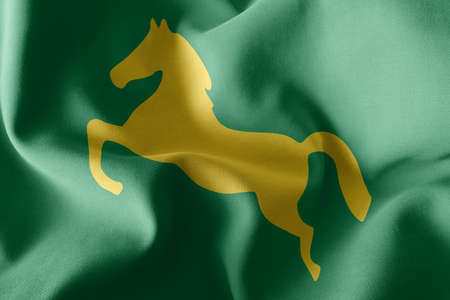 3D illustration flag of Sharqia is a region of Egypt. Waving on the wind flag textile backgroundの写真素材