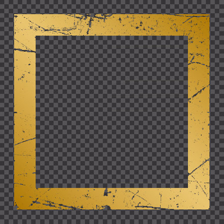 Gold frame. Beautiful simple golden design. Vintage style decorative border, isolated on black background. Template for your designのイラスト素材