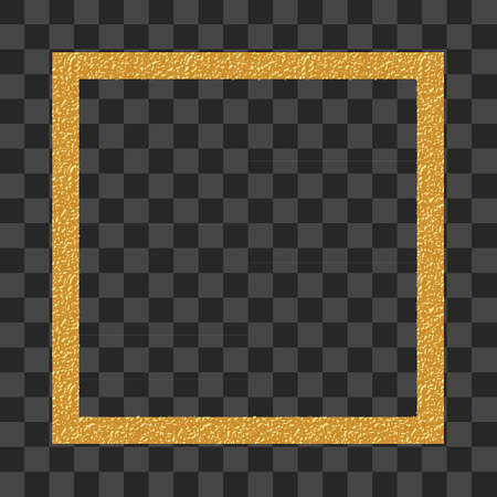 square gold border frame. Abstract hand sketched shapes, design elements. Gold glitter stamp. Template for your designのイラスト素材