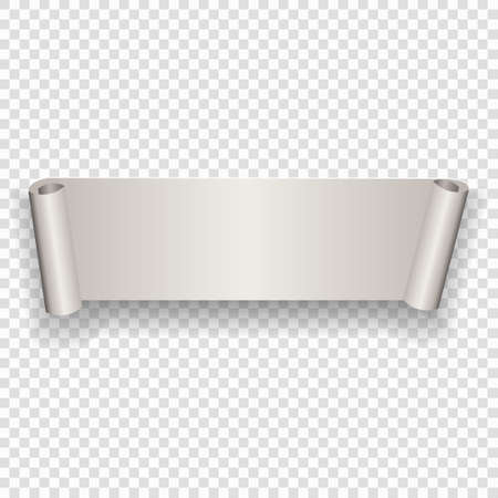 Realistic detailed curved paper banner, ribbon isolated on transparent background. Template for your designのイラスト素材