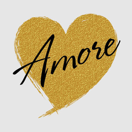 Gold glitter heart and Love text on premium for Valentines day card Template for your designのイラスト素材
