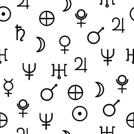 Geometric Vector pattern with planet icons. Hipster fashion style. Template for your designのイラスト素材