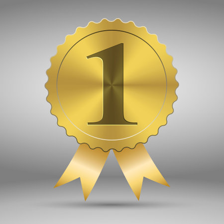 Gold vector award medal. Number one label with ribbons Template for your designのイラスト素材