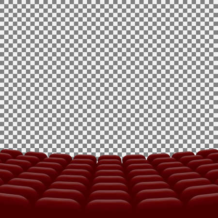Rows of red cinema movie theater seats on transparent background, vector illustration Template for your designのイラスト素材