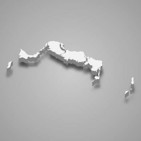 3d isometric map of Turks and Caicos Islands, isolated with shadow vector illustrationのイラスト素材