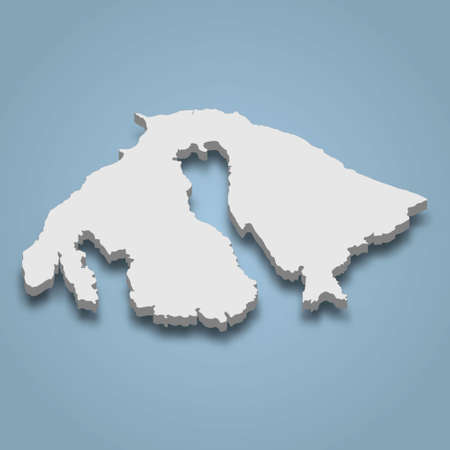 3d isometric map of Orcas is an island in San Juan Islands, Washington, isolated vector illustrationのイラスト素材