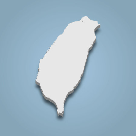 3d isometric map of Taiwan is an island in Asia, isolated vector illustrationのイラスト素材