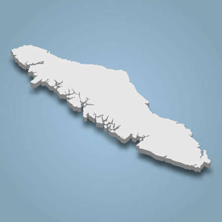 3d isometric map of Vancouver Island is an island in Canada, isolated vector illustrationのイラスト素材