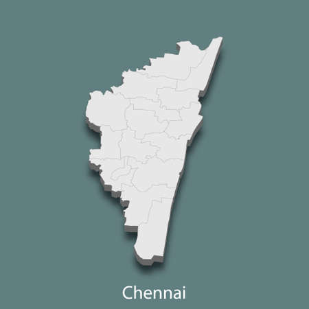 3d isometric map of Chennai is a city of India, vector illustrationのイラスト素材