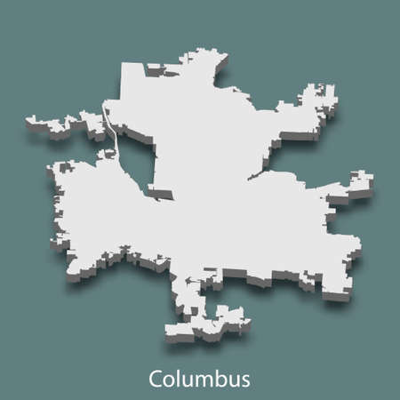 3d isometric map of Columbus is a city of United States, vector illustration