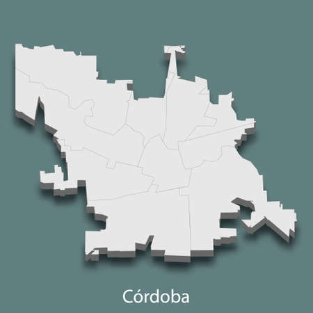 3d isometric map of Cordoba is a city of Argentina, vector illustrationのイラスト素材