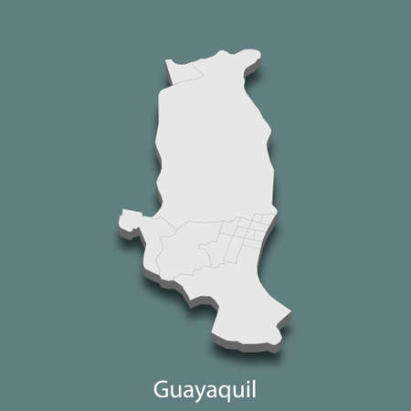 3d isometric map of Guayaquil is a city of Ecuadorのイラスト素材