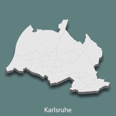 3d isometric map of Karlsruhe is a city of Germany, vector illustrationのイラスト素材