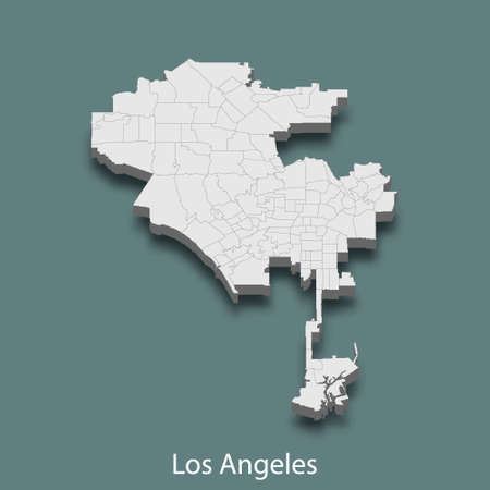3d isometric map of Los Angeles is a city of United States, vector illustrationのイラスト素材