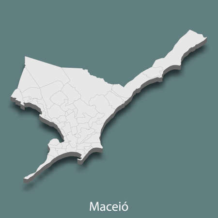 3d isometric map of Maceio is a city of Brazil, vector illustrationのイラスト素材