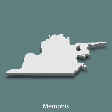 3d isometric map of Memphis is a city of United States, vector illustrationのイラスト素材