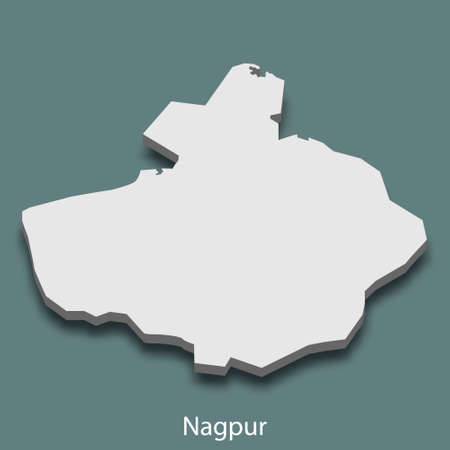 3d isometric map of Nagpur is a city of India, vector illustrationのイラスト素材