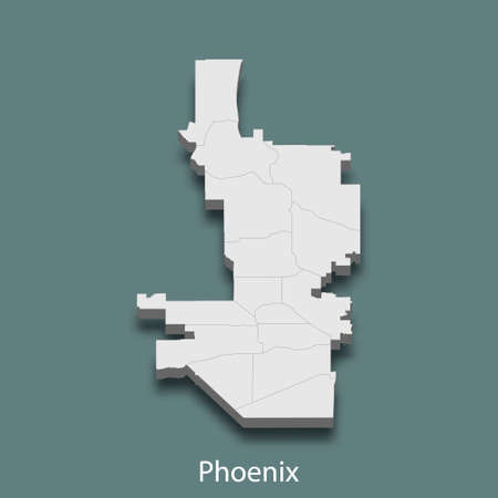 3d isometric map of Phoenix is a city of United States, vector illustrationのイラスト素材