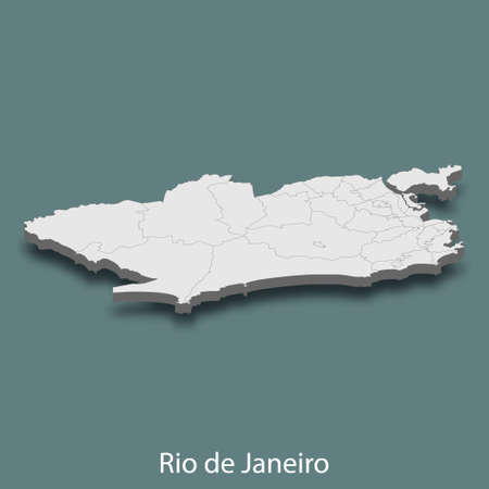 3d isometric map of Rio de Janeiro is a city of Brazil, vector illustrationのイラスト素材