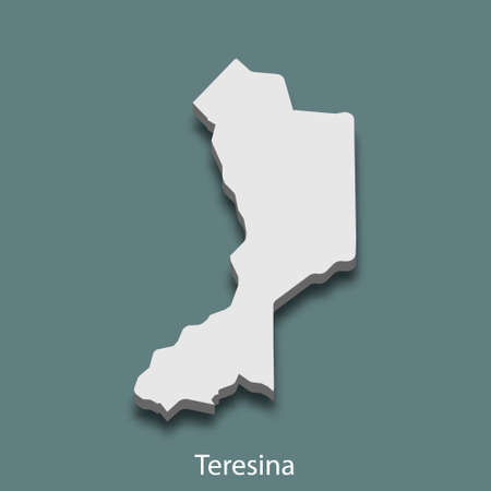 3d isometric map of Teresina is a city of Brazil, vector illustrationのイラスト素材