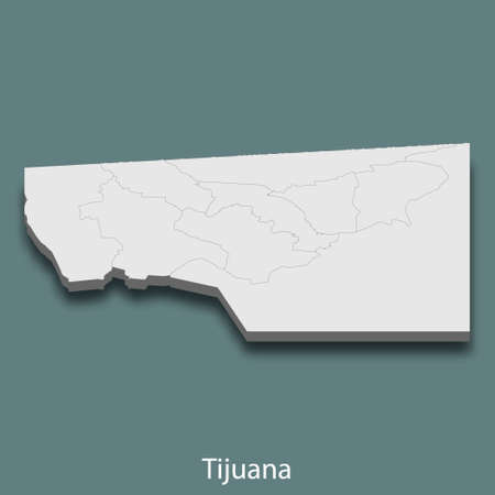 3d isometric map of Tijuana is a city of Mexico, vector illustrationのイラスト素材