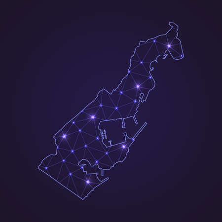 Digital network map of Monaco. Abstract connect line and dot on dark backgroundのイラスト素材