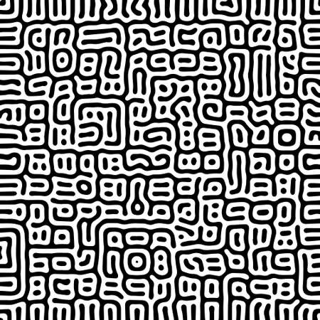 Vector black and white organic rounded lines pattern. Biology turing backgroundのイラスト素材