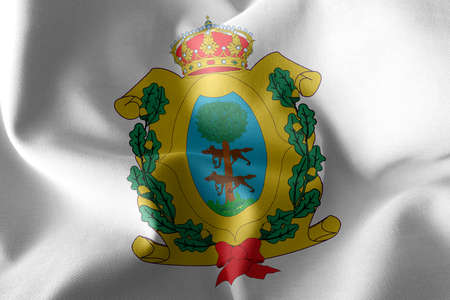 3D illustration flag of Durango is a region of Mexico. Waving on the wind flag textile backgroundの写真素材