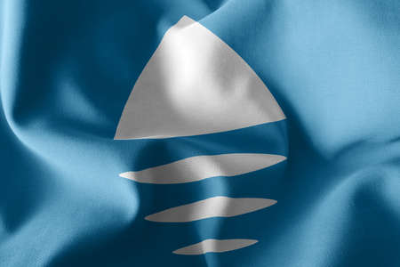 3D illustration flag of Viken is a region of Norway. Waving on the wind flag textile backgroundの写真素材