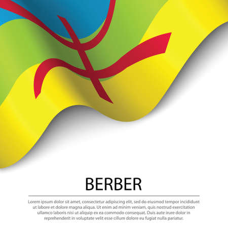 Waving flag of Berber on white background. Banner or ribbon vector templateのイラスト素材